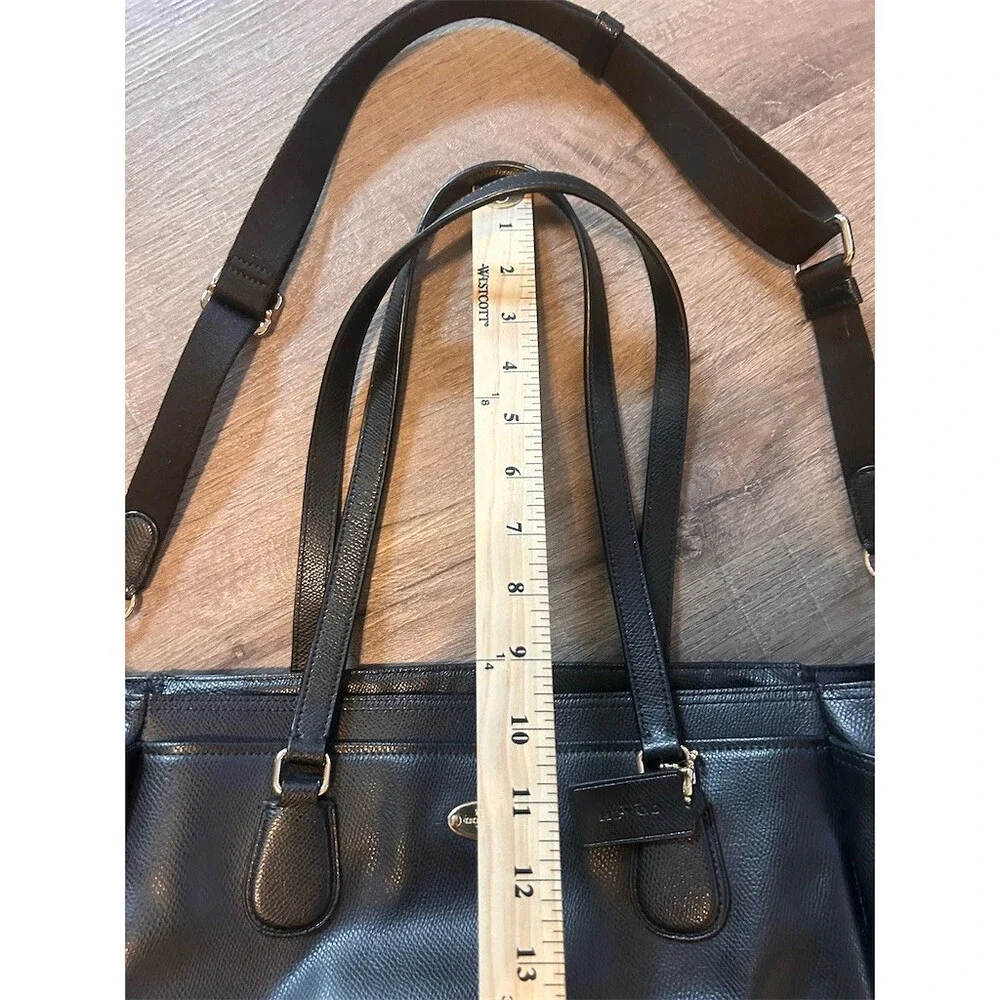 Coach Tote Bag Womens Large Black Pebbled Leather Zip Detachable Strap